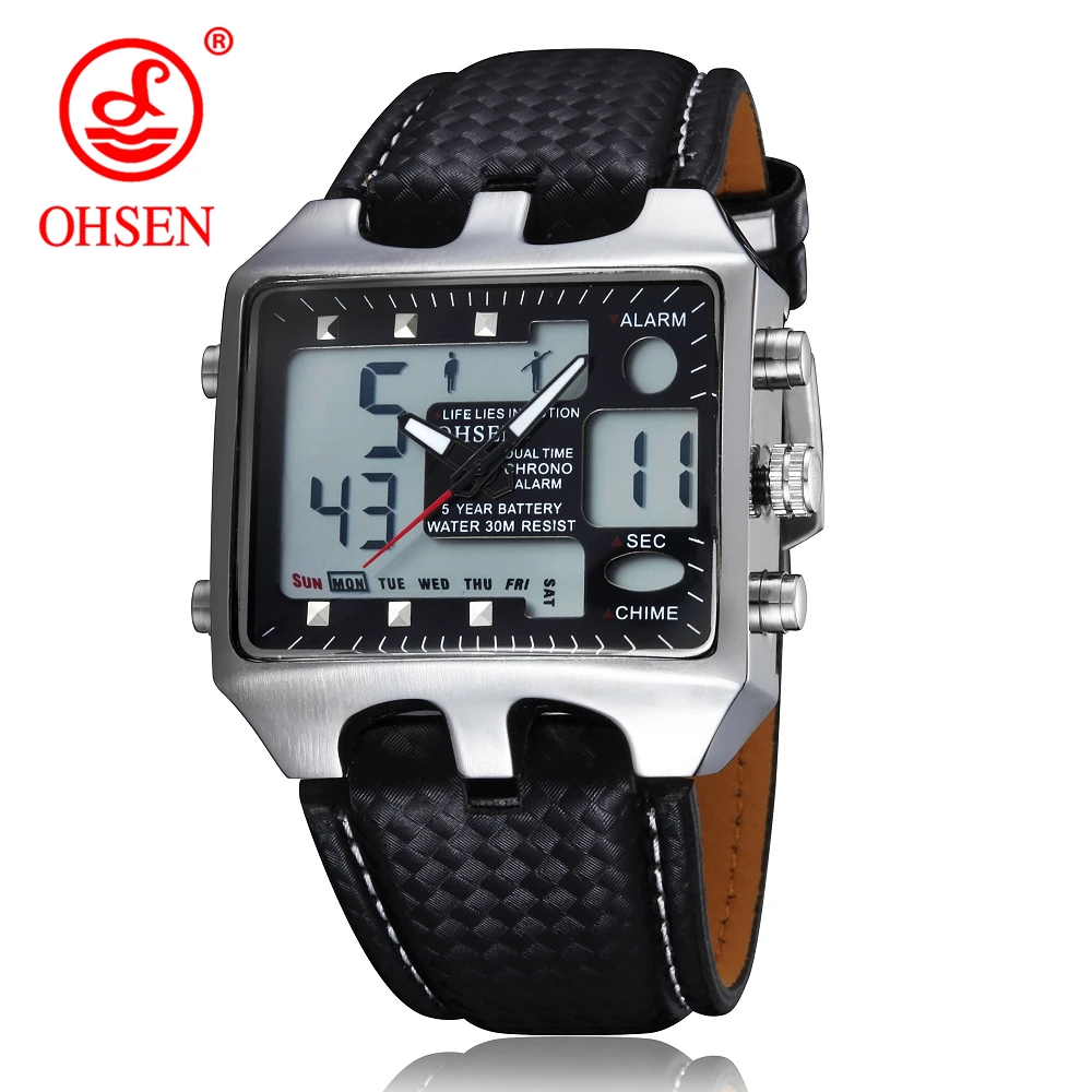 

Hot OHSEN AD0930 Men Sports Watches Analog Digital Quartz 3ATM Waterproof Dive Fashion Military Watch Relogio Male Clock Gifts