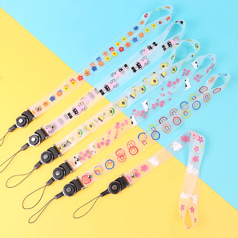 

Fashion Smile Flower PVC Transparent Lanyard for Phone Pass Card Keychain Strap Neck Lanyards for Keys Backpack Pendant DIY