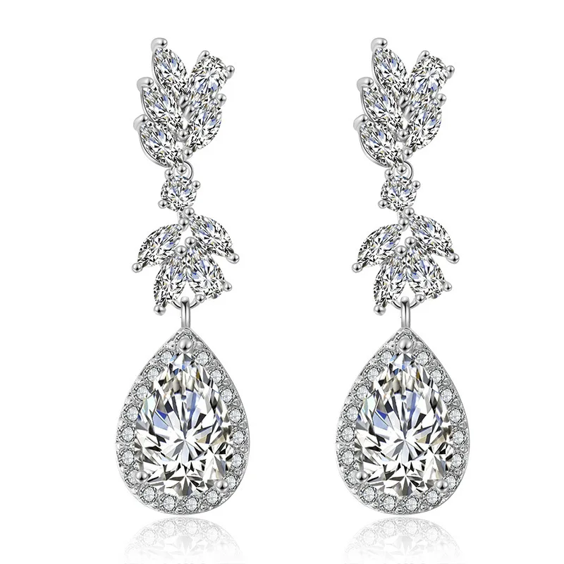 

Hot Crystal Teardrop Long Earrings Bridal Large Drop Earrings brincos for Women Fashion Wedding Jewelry