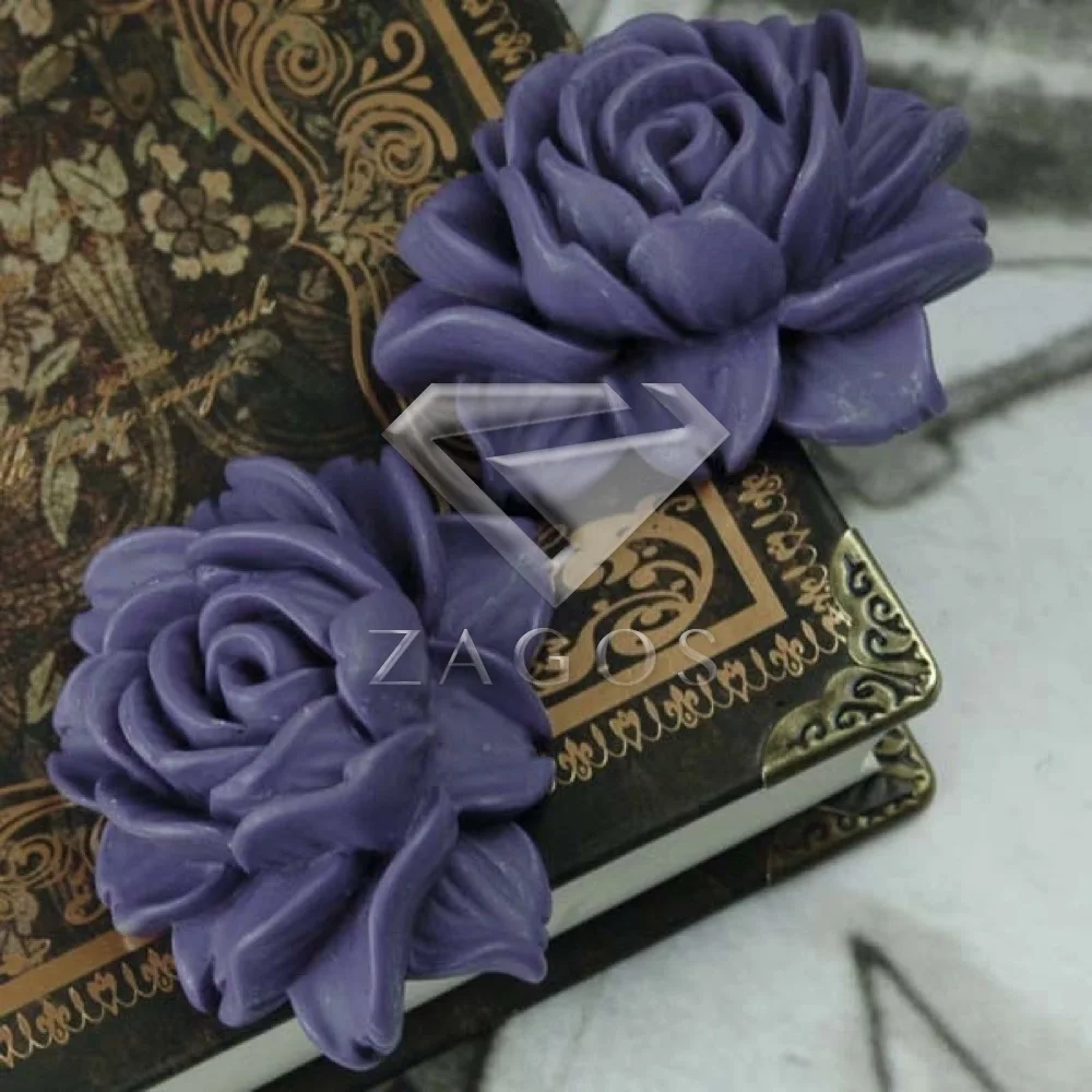 2/9 штук полимер Винтажный стиль цветы плоская спина, кабошон 46x36x18 мм для создания украшений аксессуары оптом RB0541 - Цвет: Violet