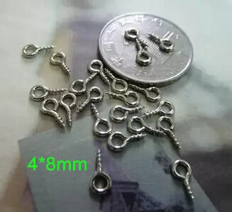

Free Shipping -80g (around 1000 pcs) 4*8mm Small Screw For DIY Crafts,Steel Color Metal Mini Screw Eye Pins,Jewelry Findings