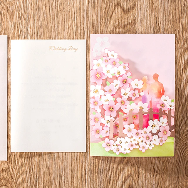 10 Pieces Lot Wishmade Peach Blossom Wedding Invitations Bride And 10 Pieces Lot Wishmade Peach Blossom Wedding Invitations Bride And Groom Flower