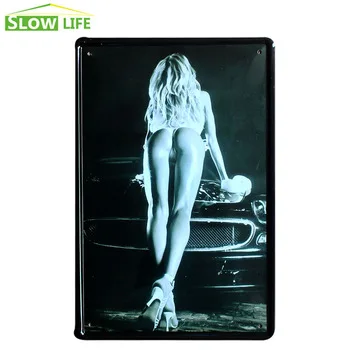 Hot Sexy Girl Washing Car Metal Tin Sign Bar Wall Decor Metal Sign Vintage Home Decor Metal Plaque Retro Painting Metal Plate