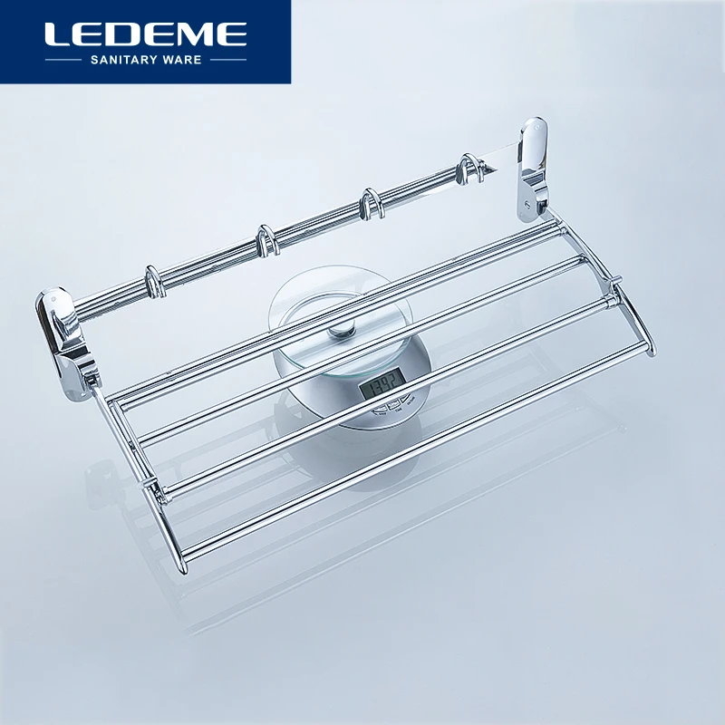 Online LEDEME Bad Handtuch Rack Wand Montiert Bad Handtuch Halter Doppel Handtuch Schienen Halter Einfache Chrom Handtuch Racks Länge 60cm l809