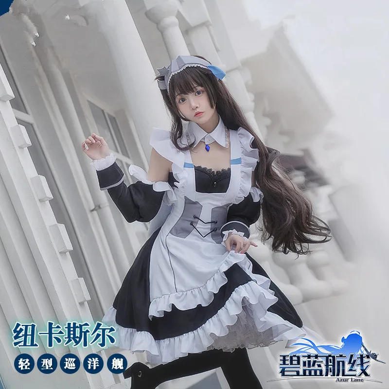 

Hot Games Azur Lane Cosplay HMS Newcastle Cos Halloween Party Cos Sweet Lolita Maid Costume For Men/Women