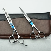 2 шт. 6 ''17,5 см Индивидуальный бренд JP 440C профессиональные человеческие ножницы для стрижки волос Парикмахерские ножницы+ истончение ножницы C1016