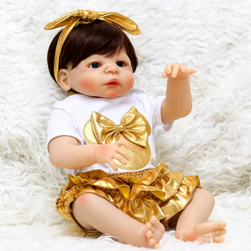 2" NPK Младенцы Куклы Reborn настоящие реалистичные полностью силиконовые Bebe Кукла Reborn с модным платьем детские игрушки для девочек Подарки на день рождения - Цвет: Doll A