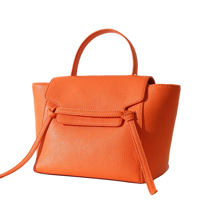

Spring and summer fashion 2019 new Messenger bag with pattern of Litchi orange female models Package of wings Pack of carp