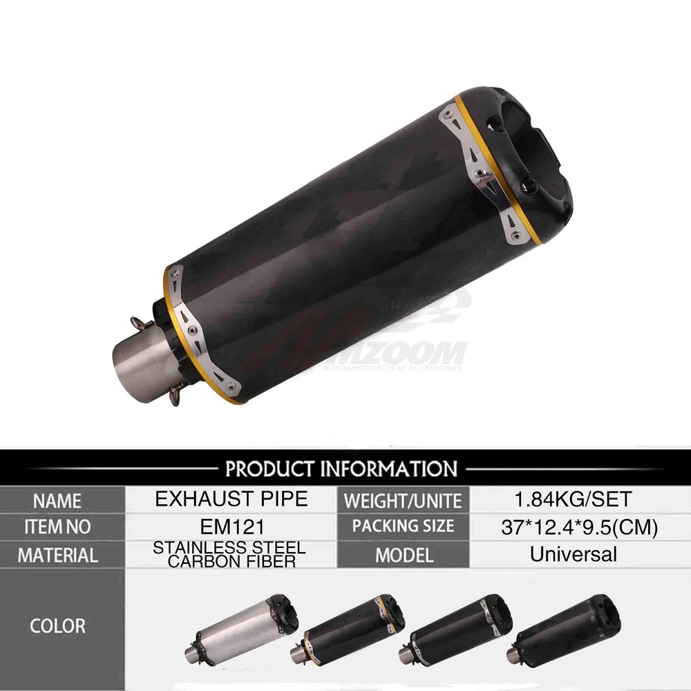 Envío Gratis 51mm Universal modificados de la motocicleta tubo de Escape CNC de carbono Real para CBR R1 R6 escapar Moto dos hermanos de Escape