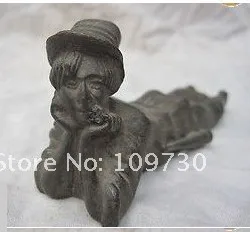 

China Folk Pure Bronze Shepherd Boy Statue Figurine Hat ee0011 ship