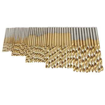 

SHGO HOT-50Pcs 1/1.5/2.0/2.5/3mm Titanium Coated HSS Drill Bit Set