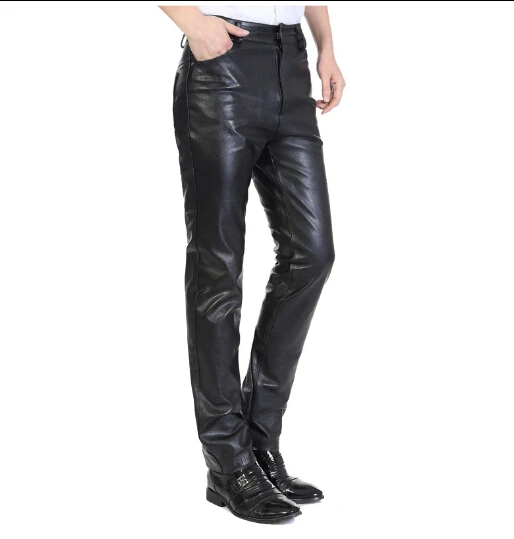 Мужские кожаные брюки из козьей кожи с защитой от ветра|leather pants men|pants menleather men |