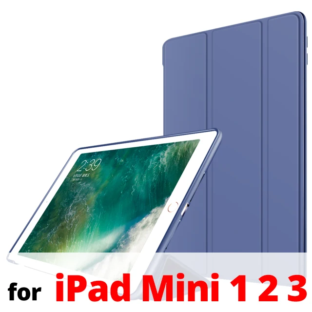 Ультратонкий умный чехол для iPad Mini 4 7," с магнитной подставкой из искусственной кожи, силиконовый мягкий ТПУ чехол для задней панели, для iPad Mini 1 2 3 Чехол - Цвет: Navy Mini 123