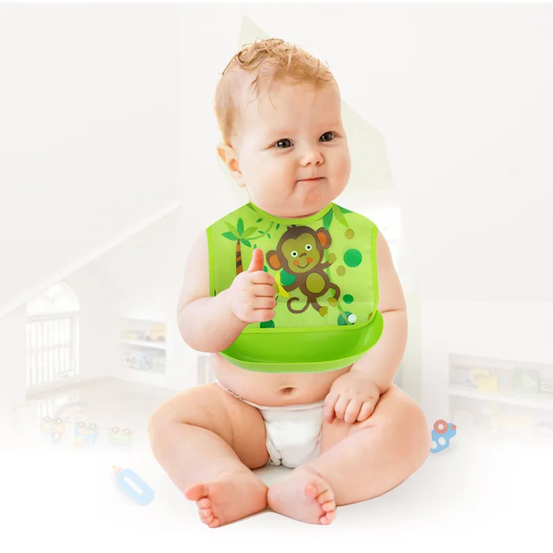 

Cartoon Animal Waterproof Baby Bibs Washable Silicone Baby Bibs Burp Cloth Newbron Feeding Bib Removable Infant Baby Babador