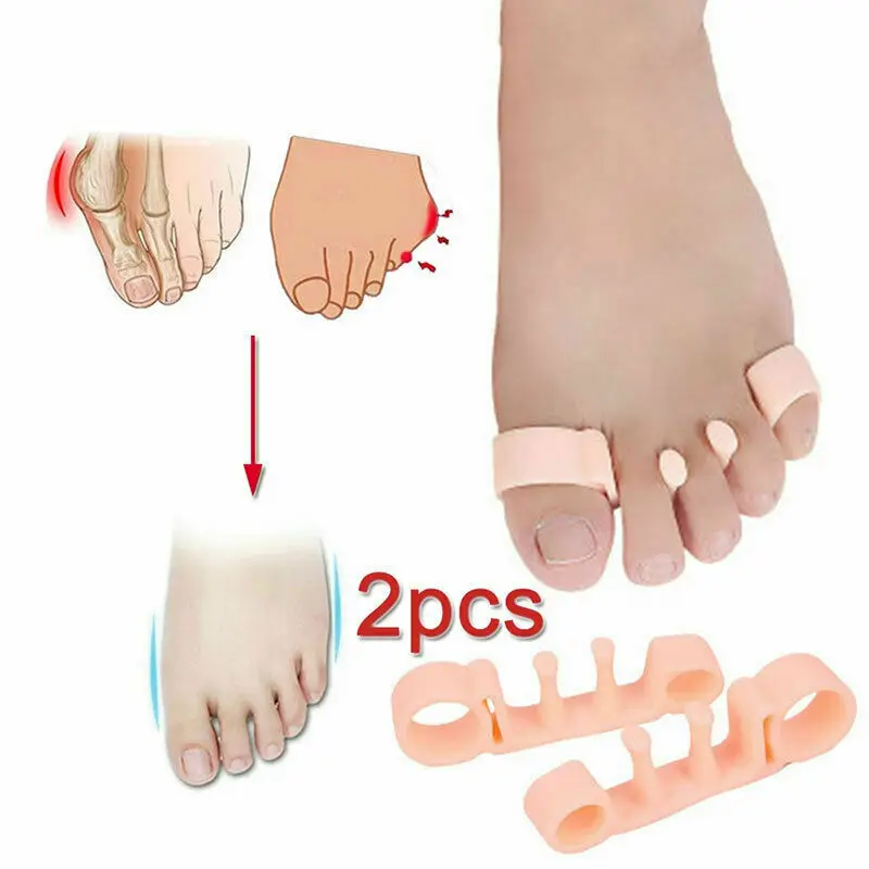 

2pcs Silicone Toe Separators Elastic Corrector Toe Outer Bunion Overlap Eversion Overlap Toe Correction Pad Feet Care Tool