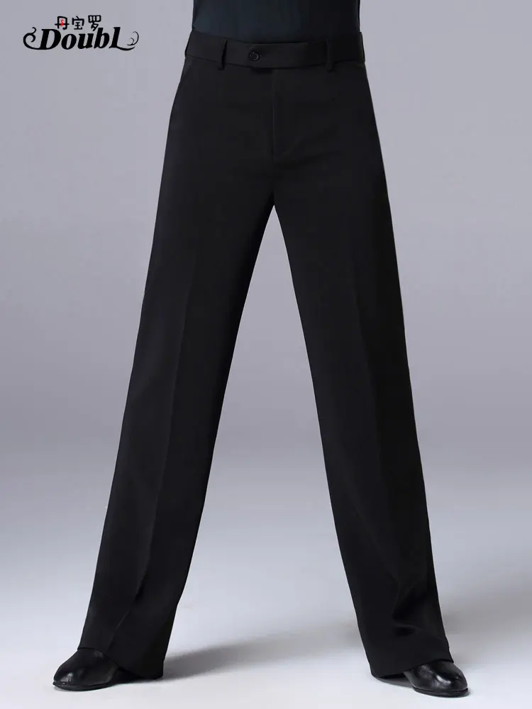 Мужской карман брюки Для мужчин для Бальных и латиноамериканских танцев Брюки стиль черные свободные Современная прямые брюки костюм H685