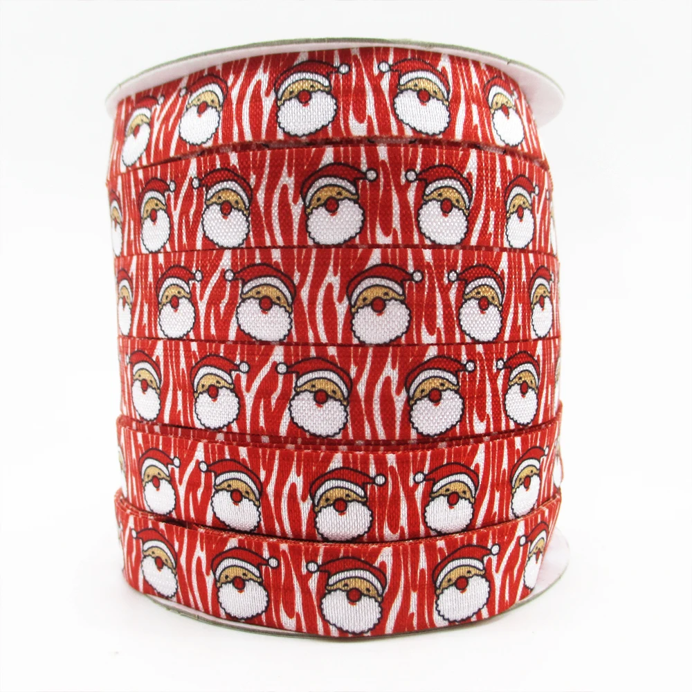 

david angie 5/8"(16MM) Christmas Santa Claus Fold Over Elastic Ribbon Webbing Trim 5Yards,DIY Christmas Party Decoration,5Y50787