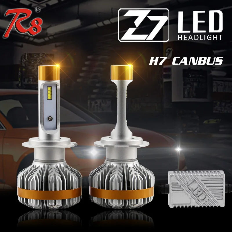 R8 Premium Quality Z7 Automobile 50W 6000LM 6500K H7 H8 H11 9005 9006 LED Headlight Kit