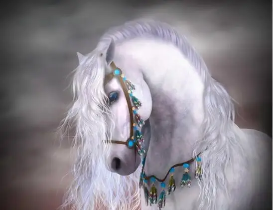 Horse White Night Diamond Painting Kit - DIY | Дом и сад