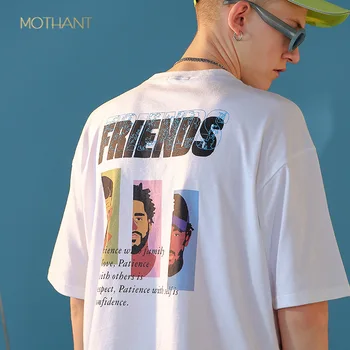 

Tide brand men's clothing short-sleeved men's new round neck print oversize loose half-sleeved t-shirt tops oversized t shirt