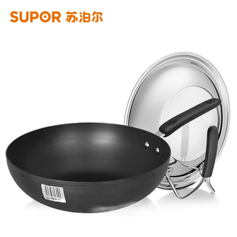Wok wok 30CM true uncoated stainless steel Chinese traditional cast