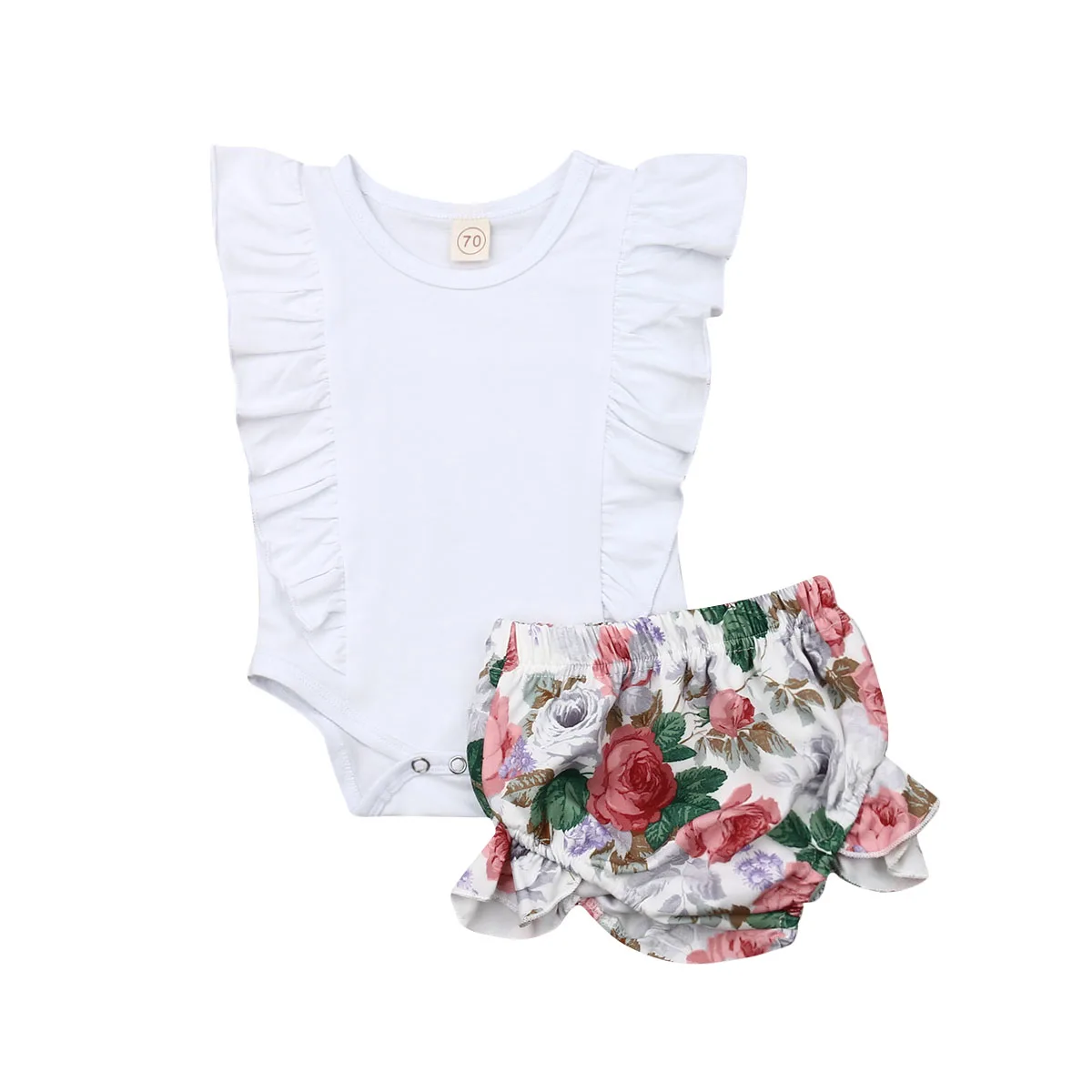 

Pudcoco 2019 Summer 2PCS Newborn Infant Baby Girls Outfit Clothes Romper Jumpsuit +Pants Casual Set