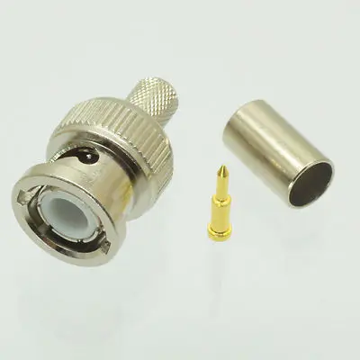 

Sindax BNC Male Plug Crimp for RG8X LMR240 CABLE Connector Gold Plated RF Pin Nickle Plated Body Straight RG-8X RF Radio Adapter