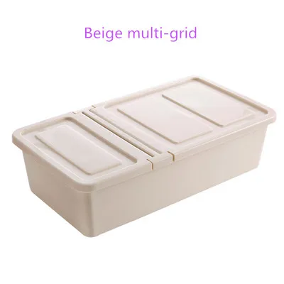 Пластик с крышкой, решетки, нижнее белье, упаковочная коробка, штаны и носки Коробка для хранения - Цвет: Beige multi-grid