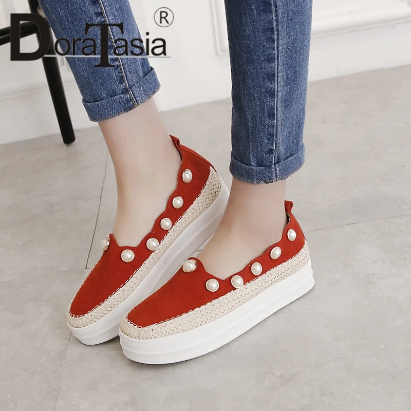 

DoraTasia 2019 Spring Ood Quality Brand Genuine Leather Women Flat Platform Shoes Woman Big Size 34-43 Fashion Sneakers Shoes
