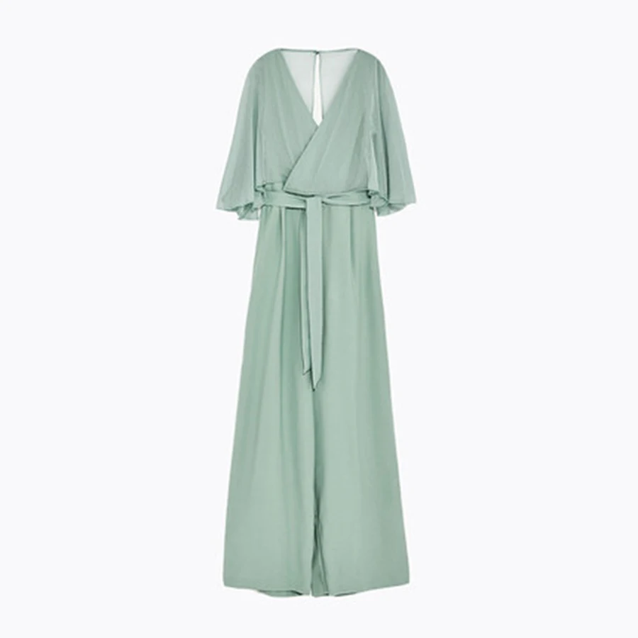 Wide Leg Loose Long Sleeve Chiffon Jumpsuit womanSummer Lace Body Clothing Yenisey Backless Elegant Jumpsuit Boho Long 70B0207