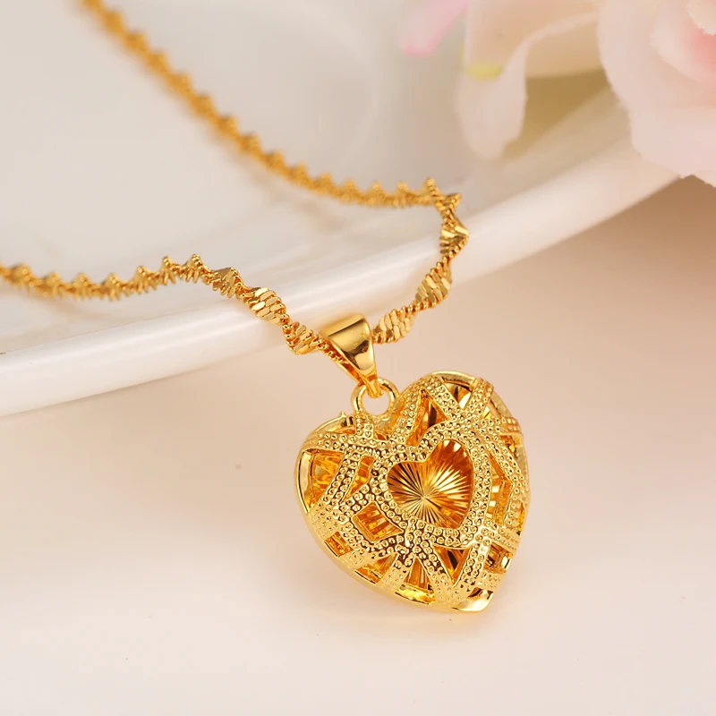 Heart-Necklacewith-Pendant-Women-Men-Lovers-s-Jewelry-Valentines-Gift-Wholesale-Gold-Color-Romantic-Fancy-DIY