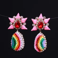 SHOUROUK Радужный цветной кристалл драгоценный камень для женщин Роскошные массивные женские серьги-гвоздики 253