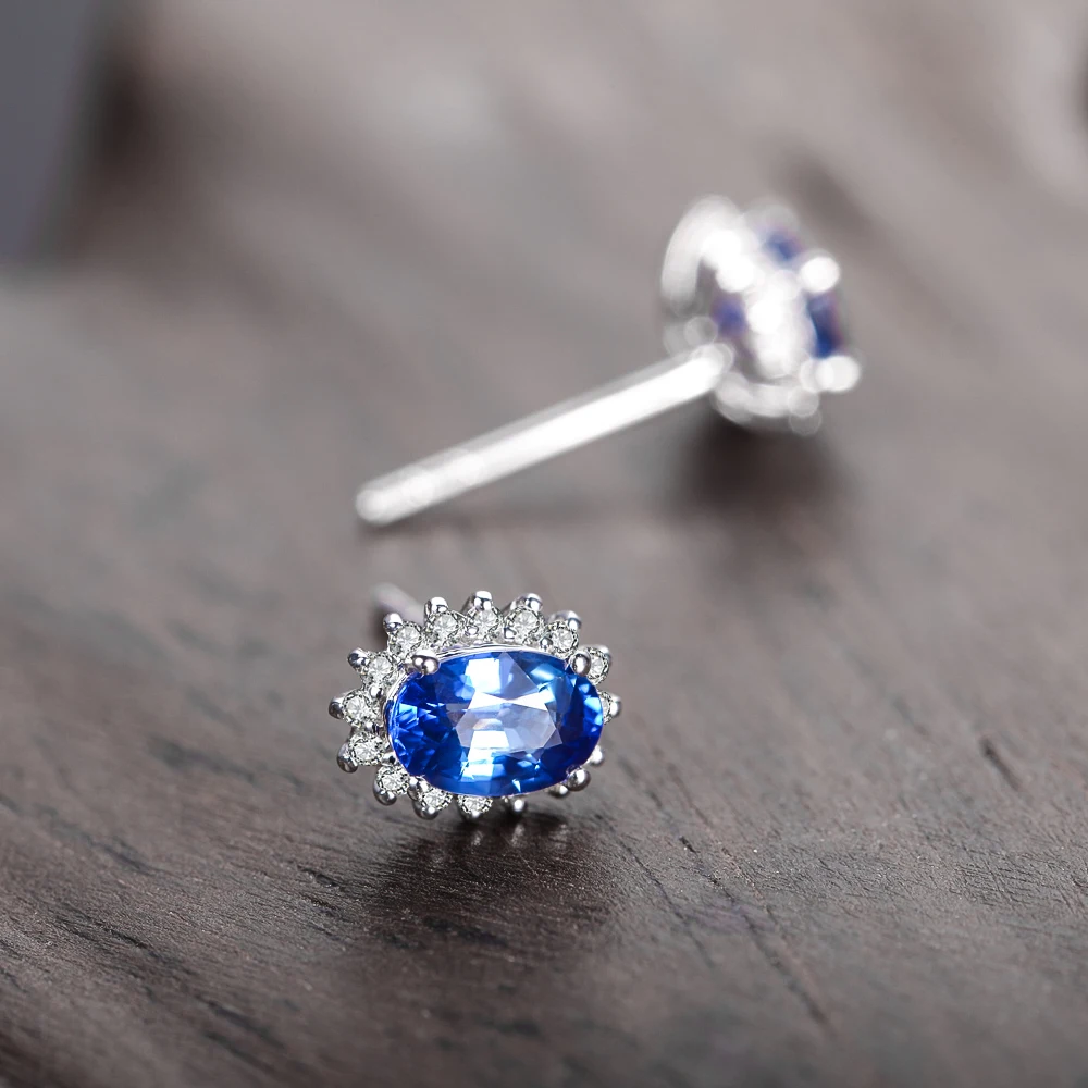 1 2ct Shire Diamond Earrings Gvbori 18k White Gold Blue Gemstone 1 2ct Shire Diamond Earrings Gvbori 18k White Gold Blue Gemstone For Women Fine Jewelry Wedding Engagement Party In From