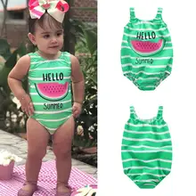 New Summer Bathing Suit Toddler Baby Girl Swimwear Watermelon Striped Swimsuit Bathing Beach One Piece kız bebek mayo A1