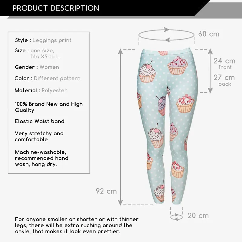 Зеленый Забавный брюки для девочек полиэстер 3D Маффин точка печатных для женщин Девушка забавные леггинсы
