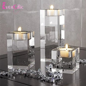 

Nordic Crystal Candle Holder Holiday Wedding Centerpieces Ornaments Glass Candles Home Decor Geometric Centerpiece Wax Burner