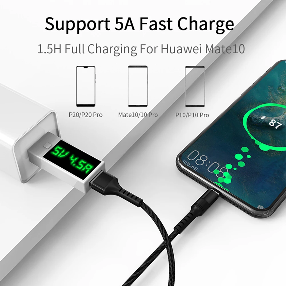 Mayround 5A кабель супер быстрая зарядка для Huawei P30 Pro Кабель USB 3 1 Type C зарядное