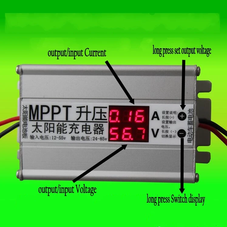 Светодиодный дисплей 10A MPPT солнечная панель батареи зарядное устройство усилитель-регулятор 12-55 в шаг вверх 24-85 В батарея зарядное напряжение Регулятор