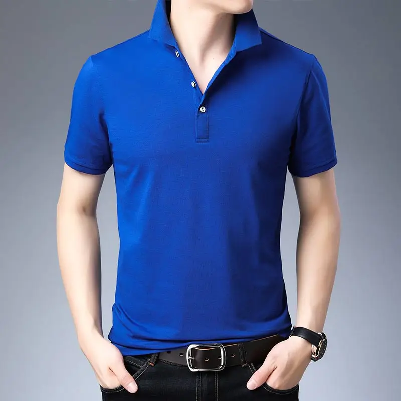 Royal Blue Брендовая Повседневная летняя Однотонная рубашка поло с коротким рукавом, мужская рубашка из Джерси, роскошные мужские футболки поло, модная одежда 41653 - Цвет: Royal Blue