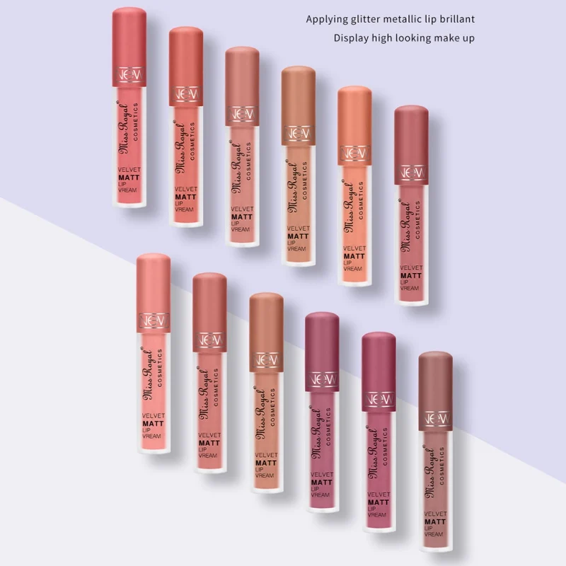 2019 12 colors Velvet Lipstick Liquid Matte Makeup Waterproof Long Lasting Matt Lip Gloss Pigment Beauty Makeup Charming Lips