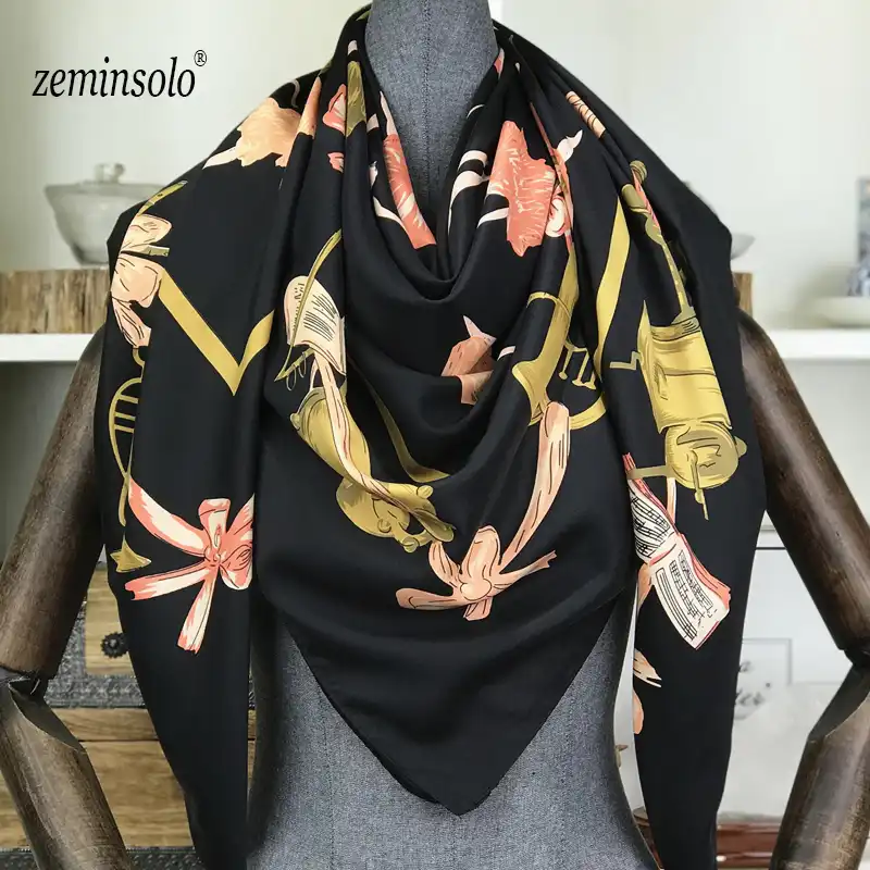 Bufanda De Seda De 100 De 130x130cm Bufandas Cuadradas Para Mujeres Pañuelo Para El Cuello Prenda Superior De Seda 2018 Foulard Pañuelo Cuadrado Grande De Seda De Alta Calidad Square Silk Scarves Scarf High