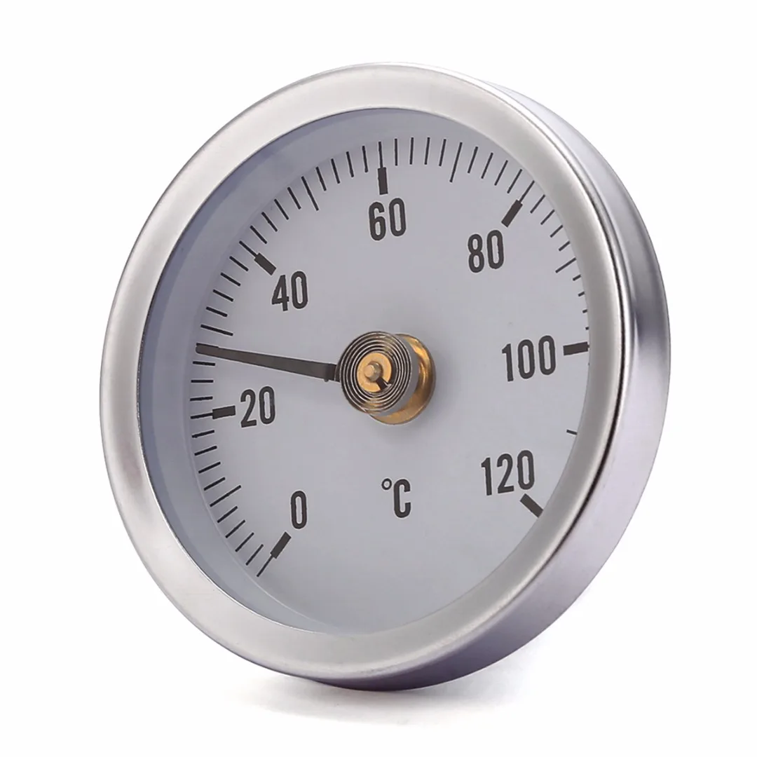 Алюминиевый трубный термометр Горячий зажим трубы воды на шкале термометр с пружинным температурным манометром 0-120 градусов 63 мм диаметр циферблата