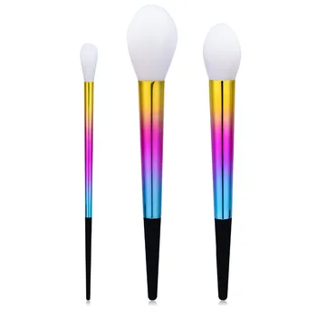 

Soft Long Hair Powder Brush Tapered Precision Fluffy Blusher Bronzer Brush Rainbow Makeup Brushes Set Blending Tools
