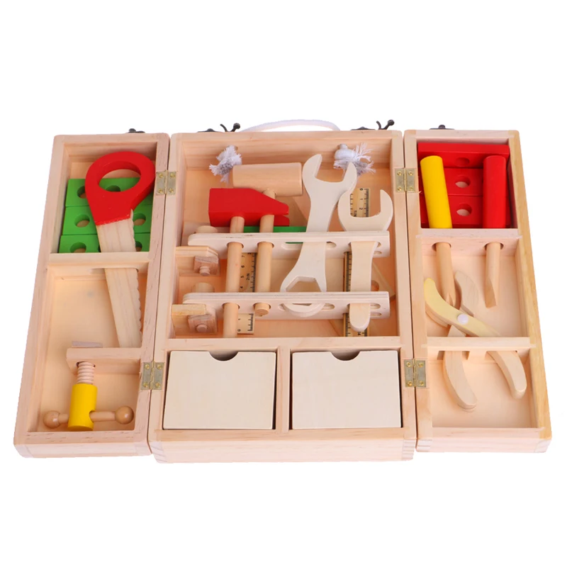 M89CNew Children's Simulation House Wooden Service Box Tool Repair Kit Funny Intelligence Toy