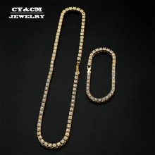 5 мм мужские хип-хоп Bling Iced Out теннисные цепи 1 ряд ожерелья браслет кристалл роскошный серебряный золотой цвет Мужские цепочки ювелирные изделия