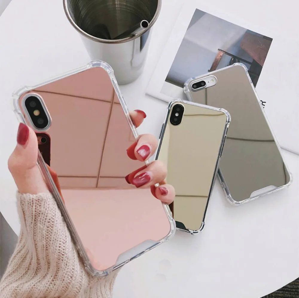 

Luxury Mirror and Anti-knock Protector Phone Cases For iPhone XS Max XR XS/X/10 Case For iphone 6 6S 7 8 Plus TPU+PC Back Cover