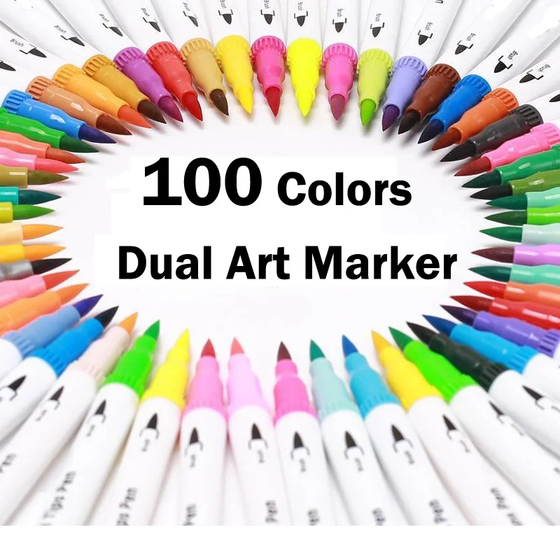 

100 colors Dual Tip Brush Pens with Fineliners Art Markers Watercolor Dual Brush For Adult Coloring Books Art Calligraphy Manga