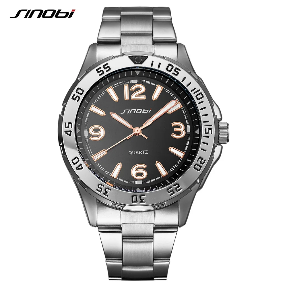 

SINOBI Luxury Top Brand Business Men's Quartz Wrist Watch Practical Alloy Watch Band Strap Fashion Casual Noble Waterproof Clock