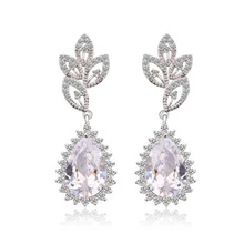 Dewdrop дизайн кубического циркония камень большие длинные висячие серьги для женщин