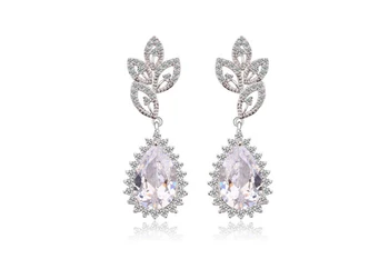 

Dewdrop Design Cubic Zirconia Stone Big Long Drop Earrings For Women